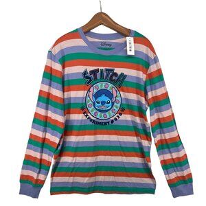 Disney X Box Lunch Womens TShirt Sz L Striped Stitch Experiment 626 Colorful NEW